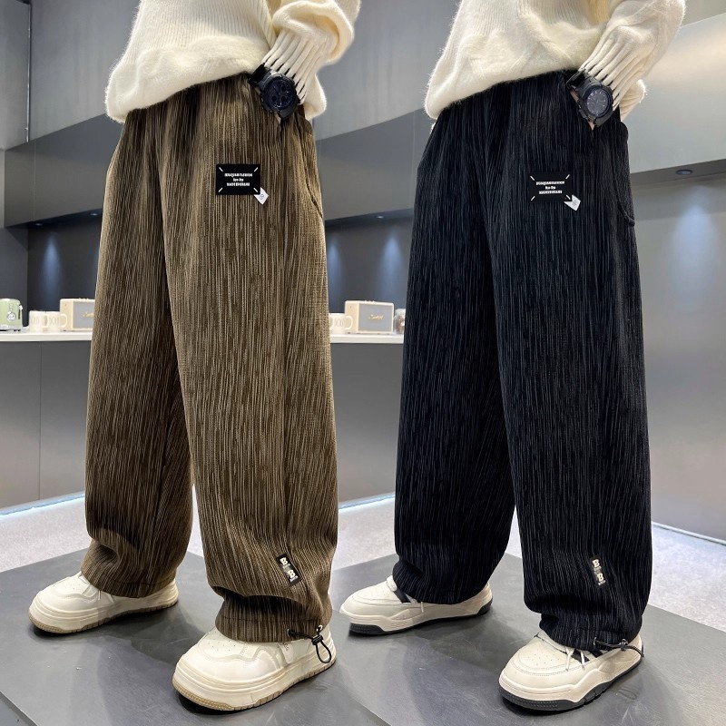 男童裤子秋冬款2025新款青少年中大童休闲裤儿童装直筒裤灯芯绒裤