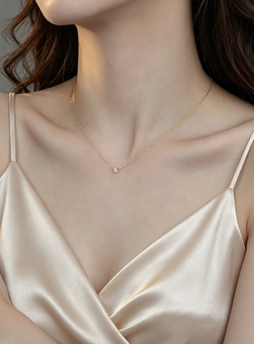 S925银泡泡吊坠单钻锁骨链女