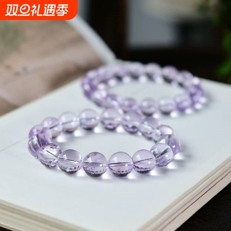 2025火热爆款仿近玻璃体紫水晶手链男女款紫晶手串薰衣草手串三圈