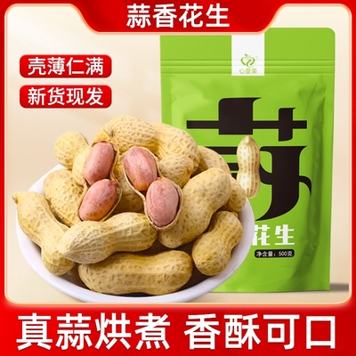 蒜香花生500g袋装新货现发带壳小珍珠无干燥剂休闲零食炒货新鲜