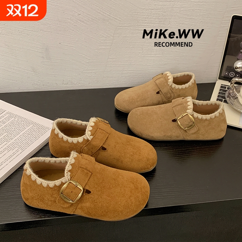 厚底内增高全包勃肯鞋女2025秋季新款休闲乐福鞋博肯单鞋豆豆鞋