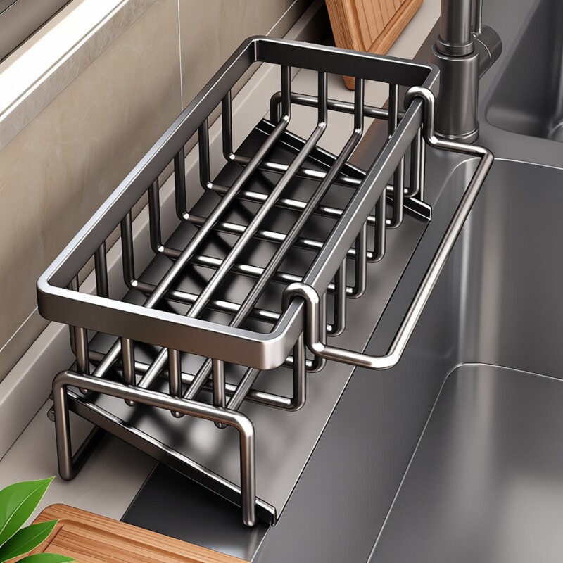 厨房沥水架水池洗洁精海绵抹布置物架沥水神器钢丝球洗碗池收纳架