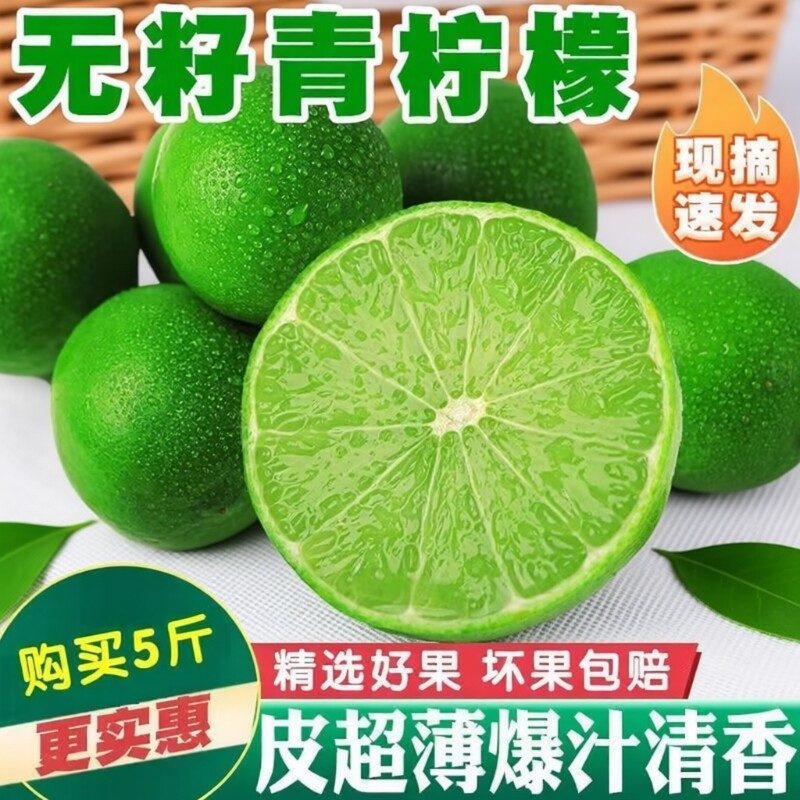 【鲜果】塔希提无籽柠檬香水柠檬批发薄皮小青柠奶茶店饮品搭档