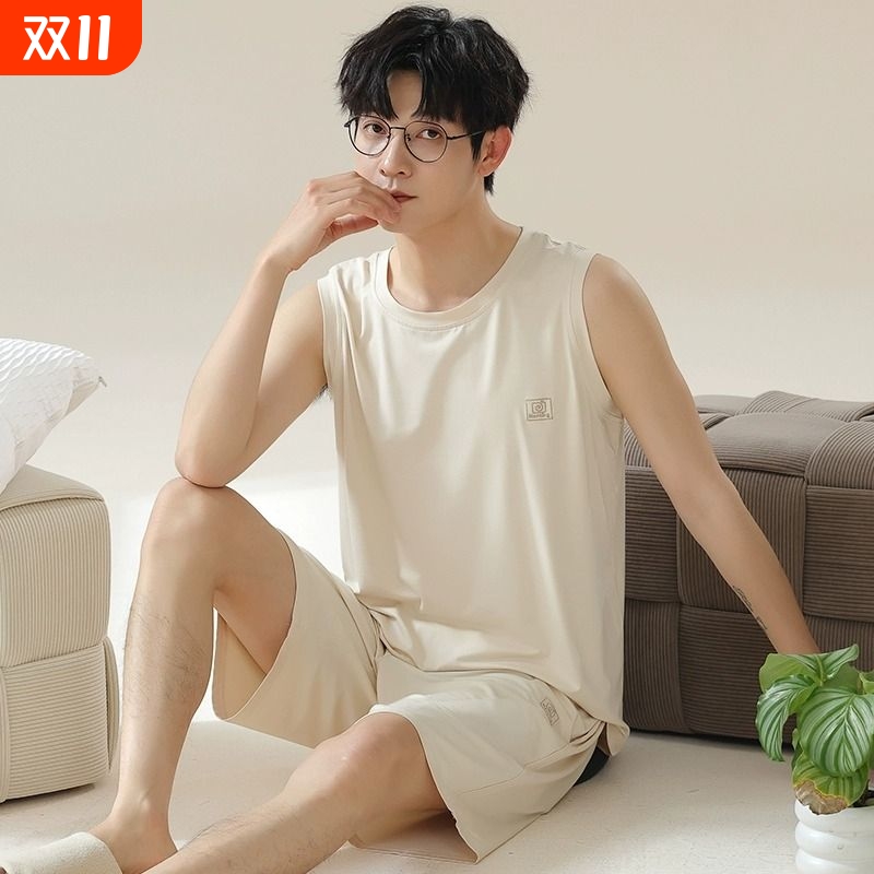 帕兰朵无袖莫代尔男士睡衣夏季