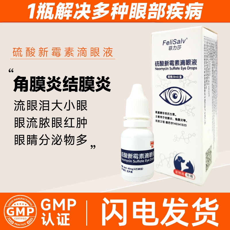 硫酸新霉素滴眼液结膜炎角膜炎猫咪眼睛溃疡发炎抗菌消炎药眼药水