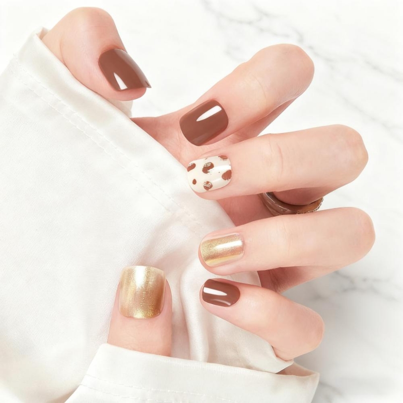 30片贴胶穿戴甲自带背胶短款方头