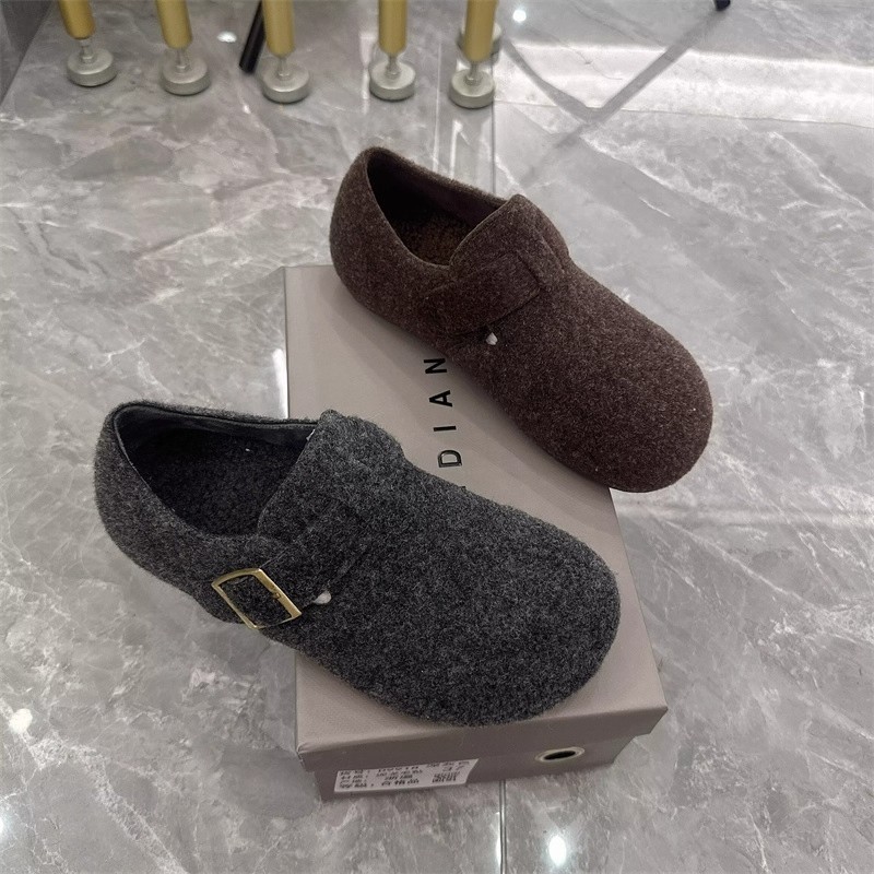 三福2025冬季加绒毛呢勃肯鞋女棉鞋冬季保暖一脚蹬平底休闲乐福鞋,女鞋,勃肯鞋/软木鞋,淘宝优惠券,粉丝福利购,淘宝优惠卷