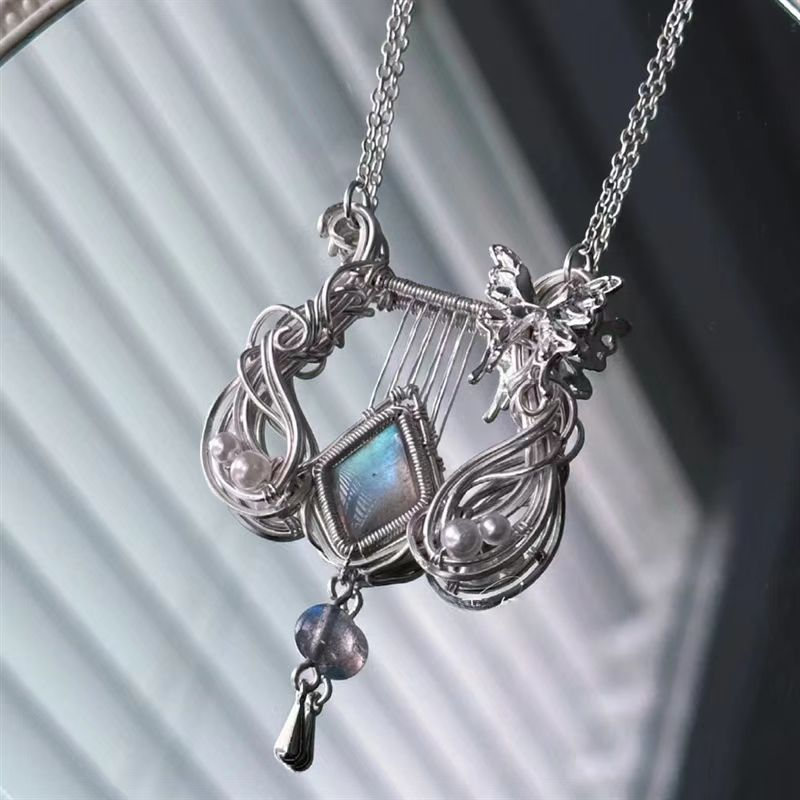 里拉琴绕线项链小红书爆款高级小众ins设计感文艺气质百搭