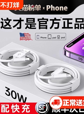 官方正品45W快充数据线适用苹果14iPhone13/12proMax11充电线器30W手机XS/XR/8piPad平板2米17p原16s装15套装