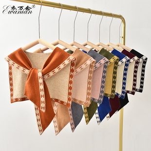 春秋网红披肩外搭夏季 打结毛线针织女搭肩纯色小坎羊绒质围巾韩版