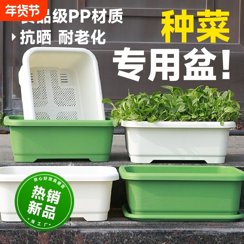种菜专用箱花盆种菜盆塑料阳台长方形塑料家庭蔬菜种植盆种菜神器