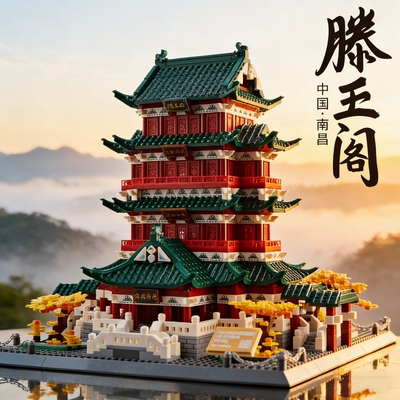 【新品】四大名楼积木模型