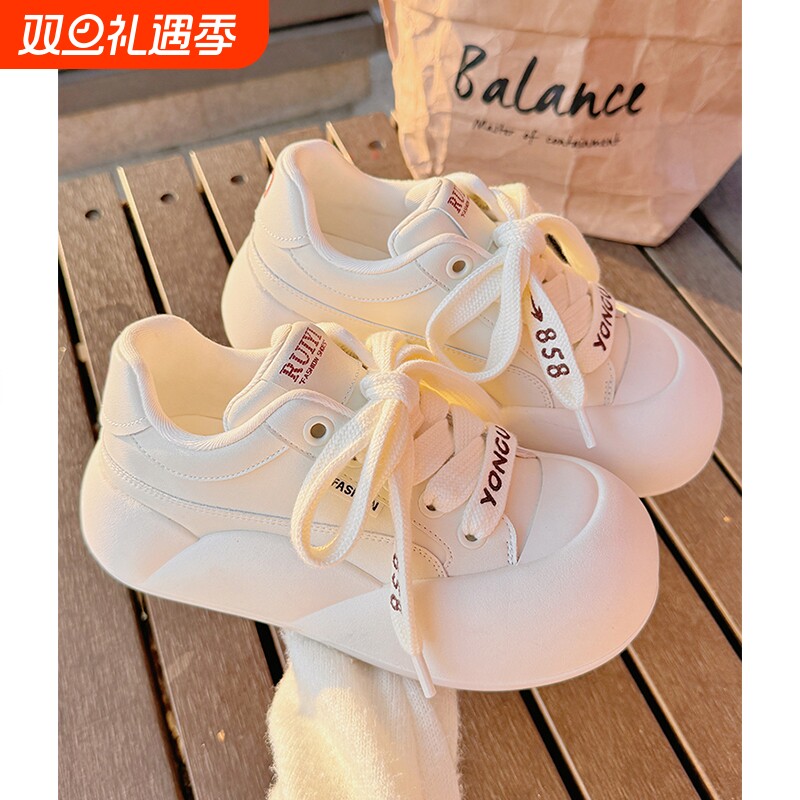 面包鞋女2025新款女鞋厚底小白鞋女配裙子鞋子百搭大头运动休闲鞋