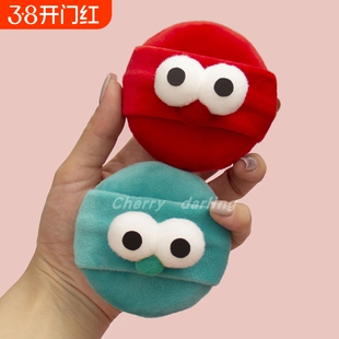 大眼仔毛绒柔软散粉扑大号干粉扑蜜粉扑植绒化妆面扑卡通定妆粉扑