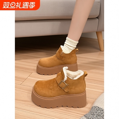 厚底增高雪地靴女款2025新款秋冬季加绒加厚勃肯短靴保暖防滑棉鞋