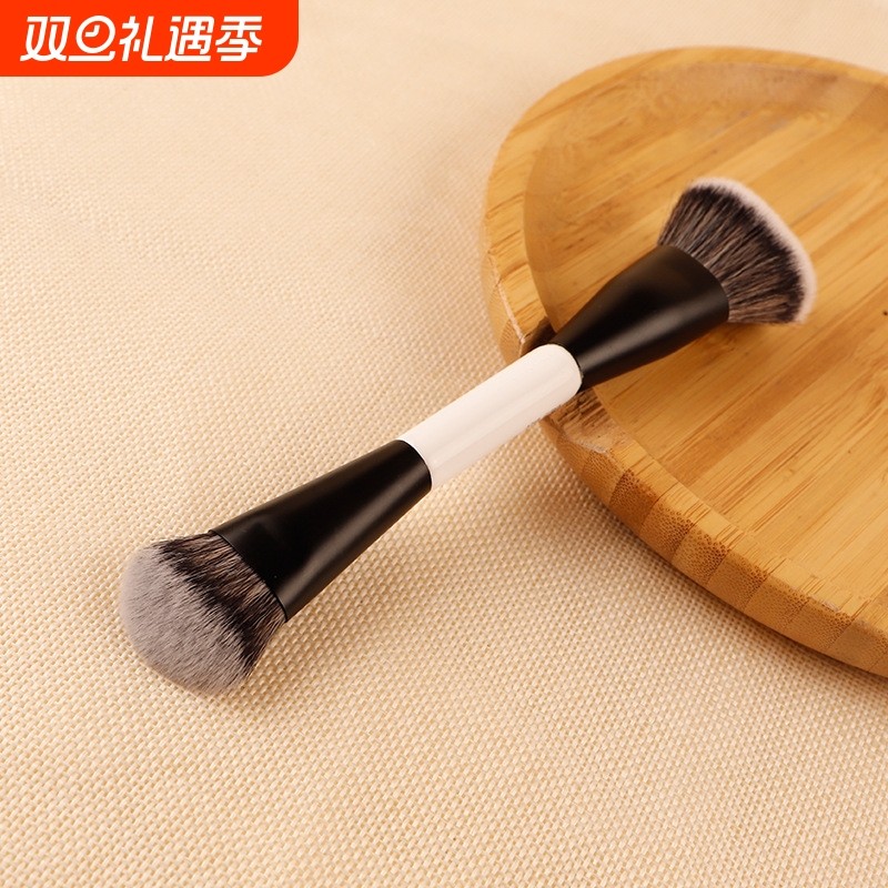 CHICHODO新品双头单支粉底腮红软毛美妆工具修容刷化妆刷黑白