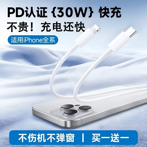 弎希适用苹果全系PD30W快充线