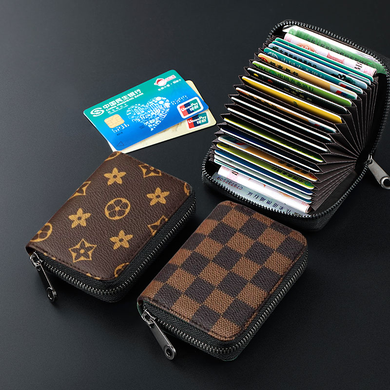 真软皮欧美卡包女士防盗刷多卡位零钱包大容量驾驶证卡片收纳包男
