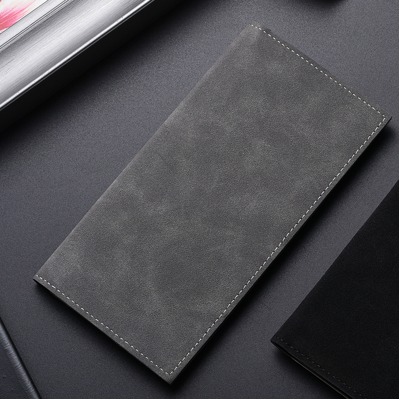 翻毛皮钱包男士长款简约时尚钱夹卡包软皮夹零钱包证件轻薄小巧