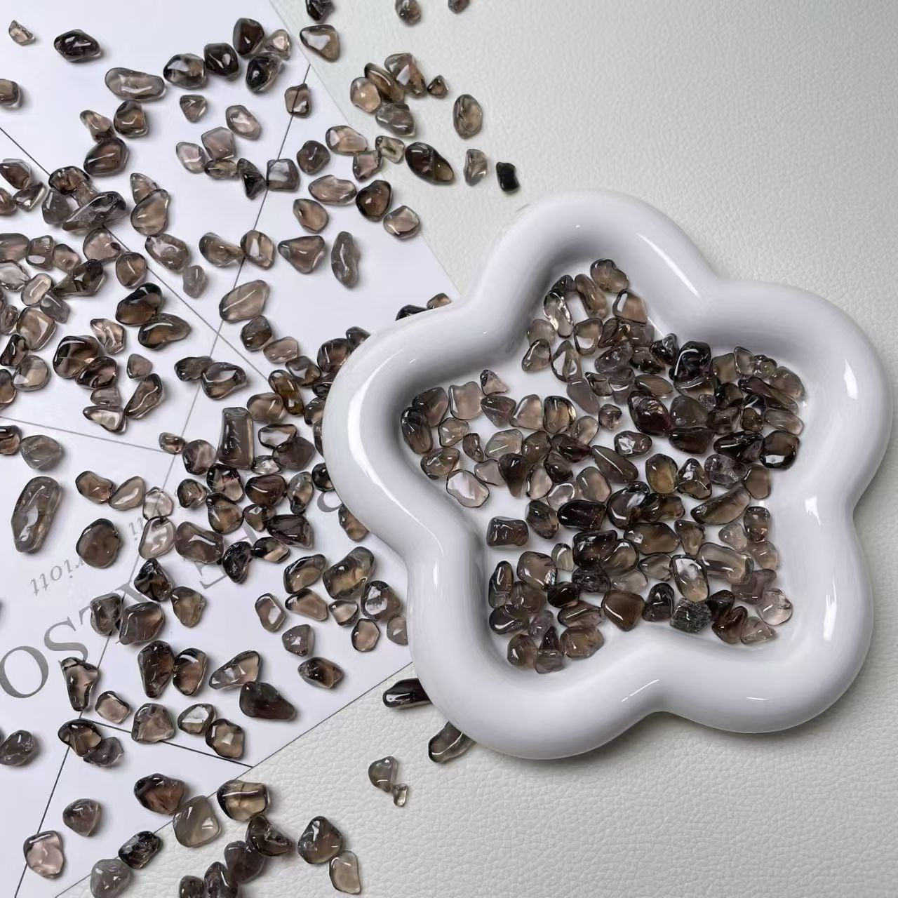 天然茶晶水晶碎石烟晶碎石消磁净化鱼缸造景装饰diy扩香石