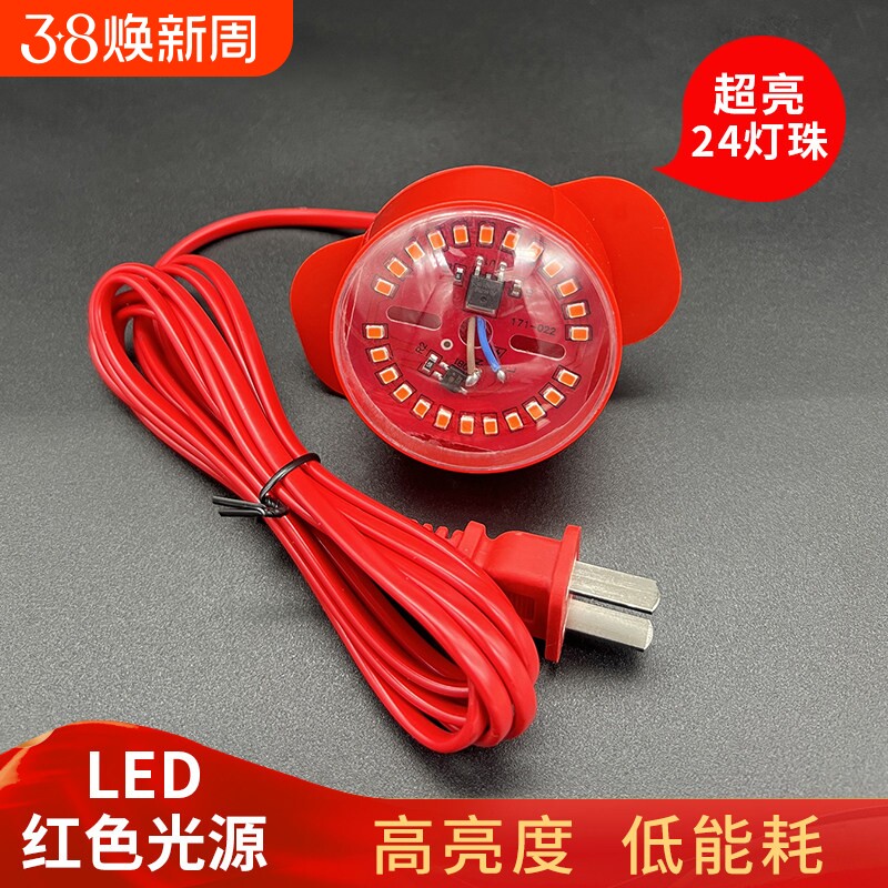 大红灯笼灯2米灯笼led灯户外伴侣插头旋转插电红色灯芯电灯灯珠