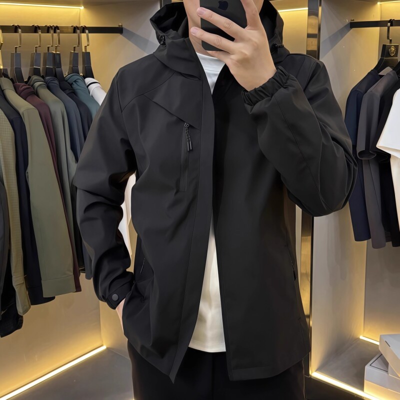 秋冬加棉加厚冲锋衣男士户外运动外套商务休闲夹克防风夹棉防水