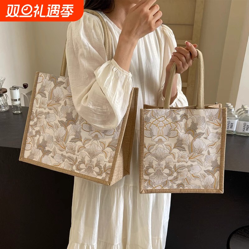 帆布包包托特包手提袋女手提包2024新款大容量麻布女ins上班通勤