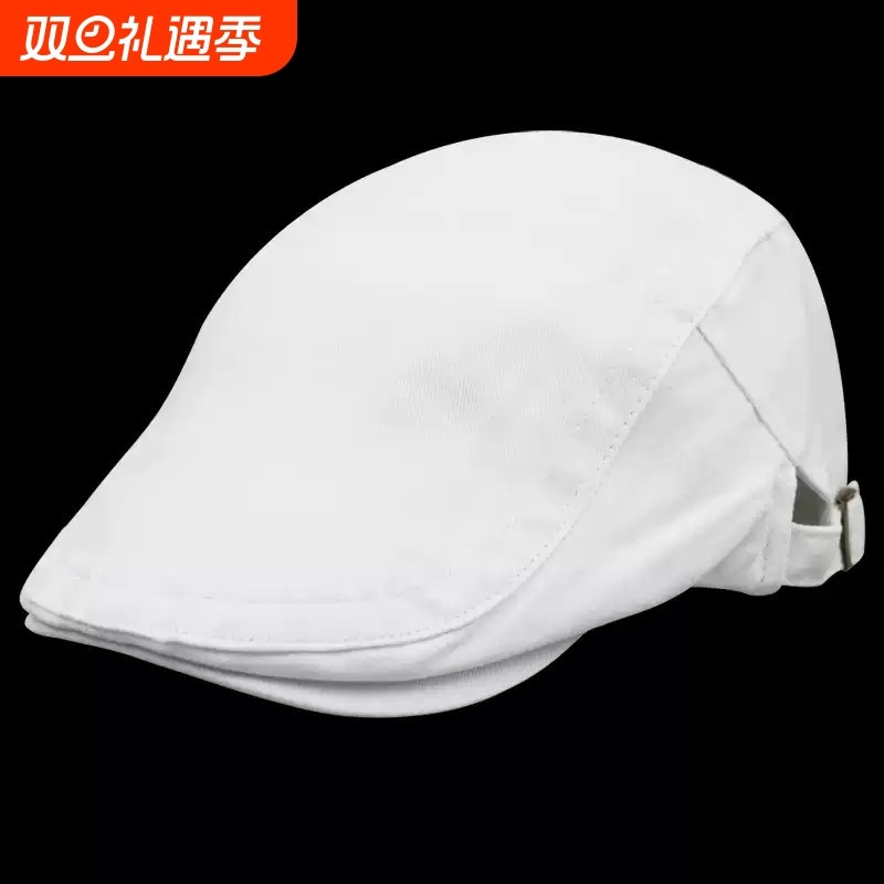 鸭舌帽子男女同款韩版潮时尚前进帽新款报童帽简约光身白色贝雷帽