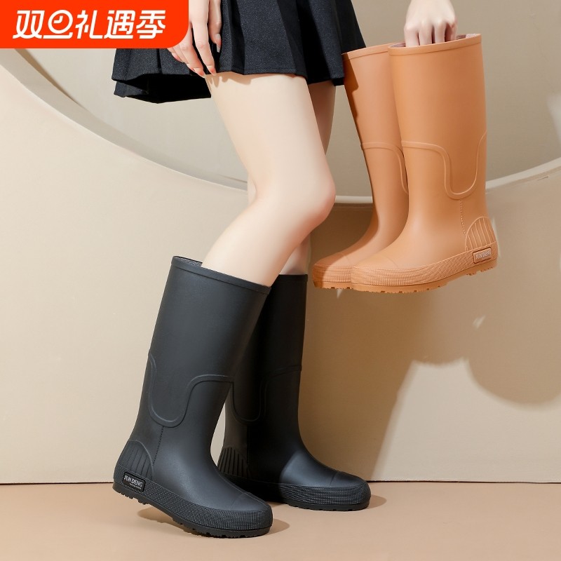 新款多巴胺高筒雨鞋女生外穿防水防滑厨房防油钓鱼工作成人雨靴