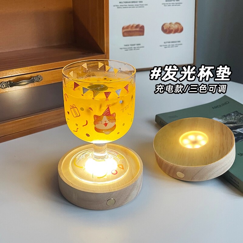 酒杯底座灯发光灯座卧室DIY发光底座发光家用摆件底座带灯led发光图片