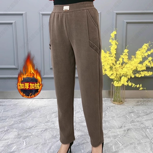 洋气休闲显瘦小脚哈伦裤 中年妈妈裤 加绒加厚时尚 2024新款 子秋冬季