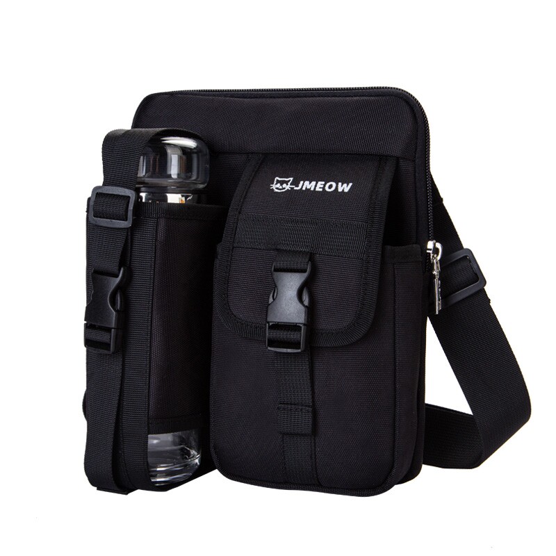 牛津布男女单肩斜跨包大容量带水壶袋背包旅行包外出水杯可放轻便