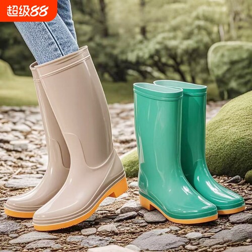 雨鞋女士高筒防水加绒保暖胶雨靴