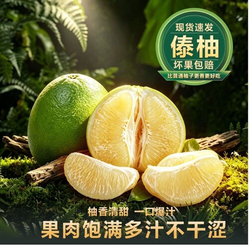 云南西双版纳傣柚白肉柚子白蜜柚青皮白心柚新鲜水果东试早柚包邮