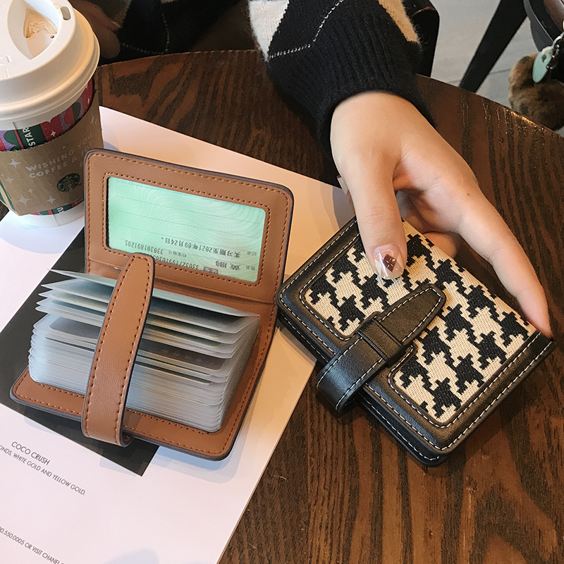 驾驶证卡包女小巧千鸟格精致高档防消磁多卡位大容量银行卡套卡夹