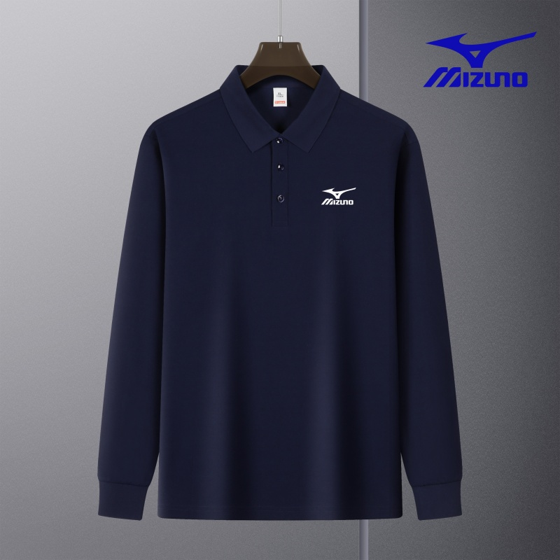 mizunowavepolo衫男运动美津濃长袖t恤春秋大码翻领卫衣T恤薄款