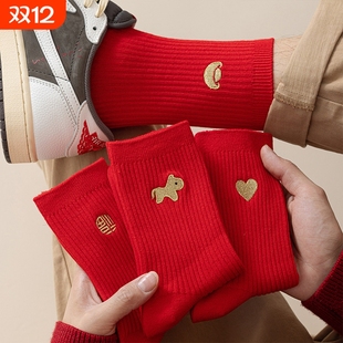 加厚保暖堆堆睡眠袜 中筒袜秋冬季 马年本命年袜子女士2025新款 爆款
