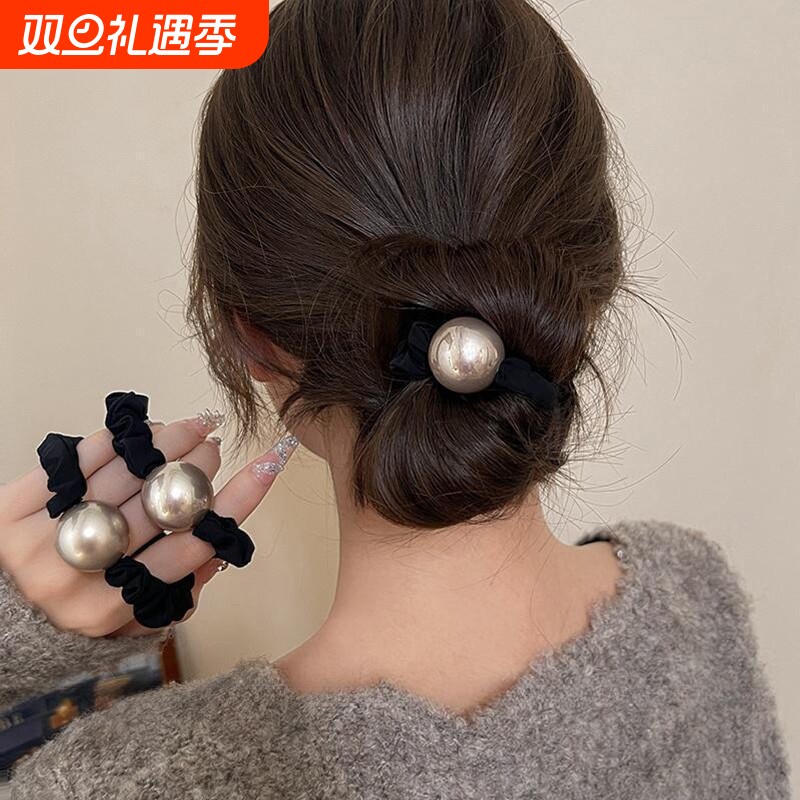 法式珍珠头绳皮筋发圈女百搭扎头发高级感颜值复古气质简约高弹力