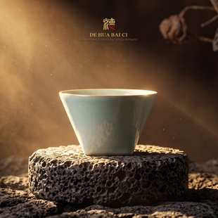 天青汝窑茶杯主人杯高端茶具陶瓷茶盏汝瓷精工匠造开片马蹄冰裂