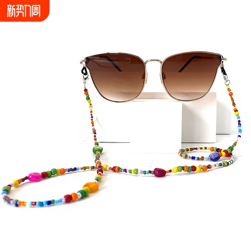 时尚波西米亚风贝壳眼镜链彩色米珠串珠眼镜绳防滑脱掉口罩挂绳子