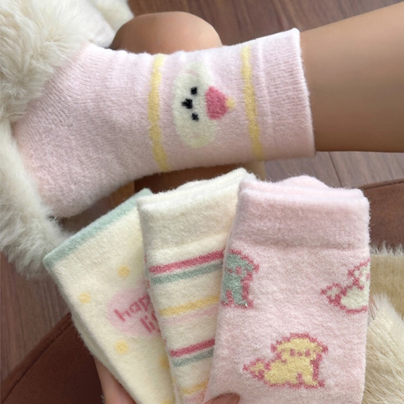 加绒加厚保暖女珊瑚绒澳绒中筒袜