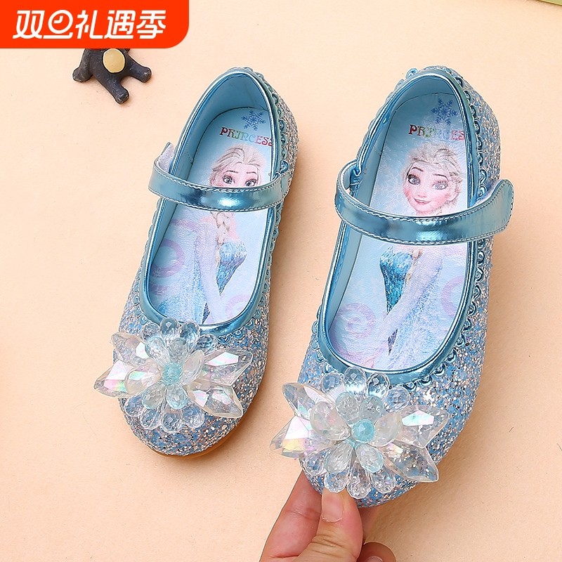 儿童水晶公主鞋女童单鞋软底宝宝小皮鞋亮片防滑演出鞋公主风圆头