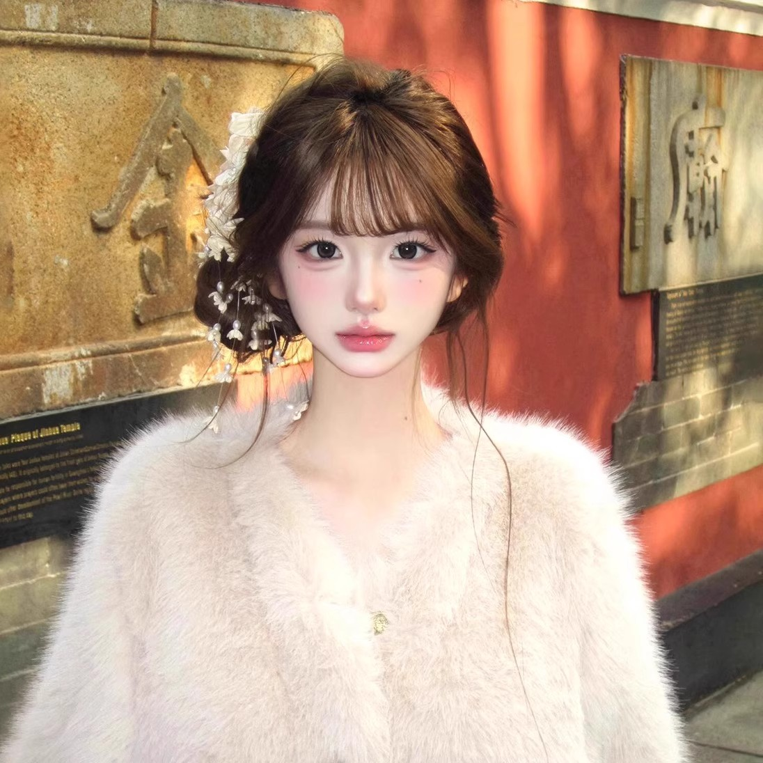 新中式铃兰花朵流苏发夹女新娘头饰氛围感头花侧边夹拍照夸张配饰