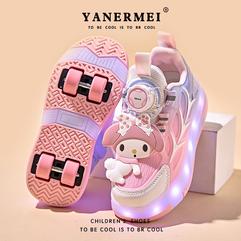 官网品牌库洛米女童暴走鞋春秋2026新款儿童滑轮鞋四轮隐形溜冰鞋