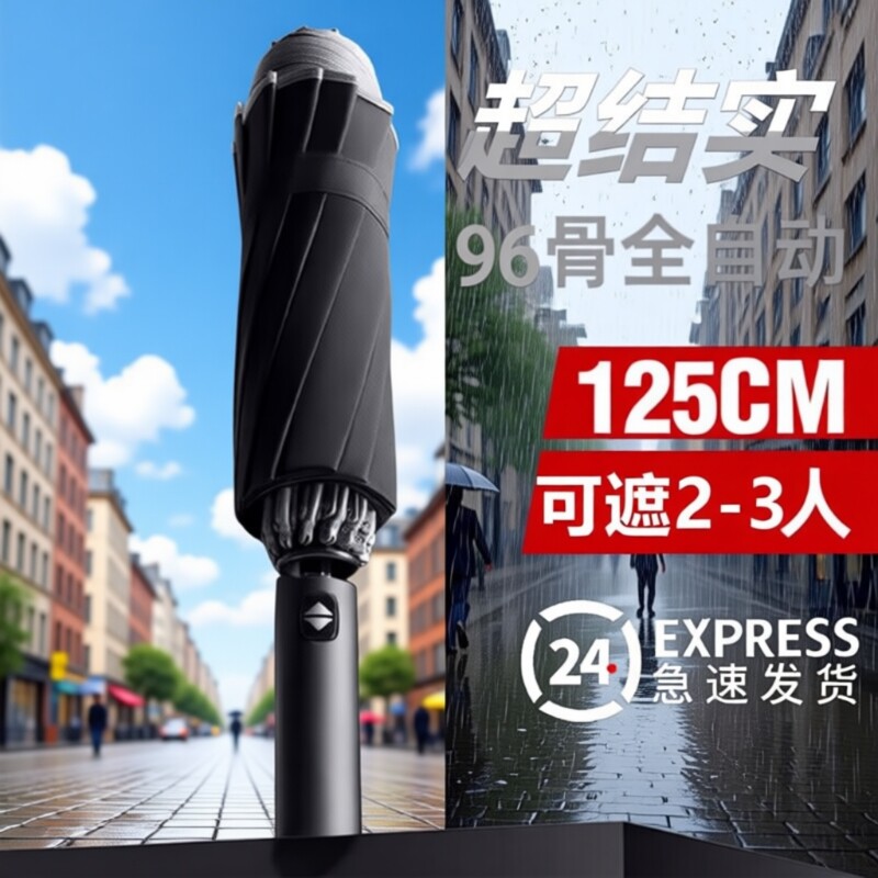 全自动雨伞女男士晴雨两用加大号加固防晒防紫外线遮阳折叠太阳伞