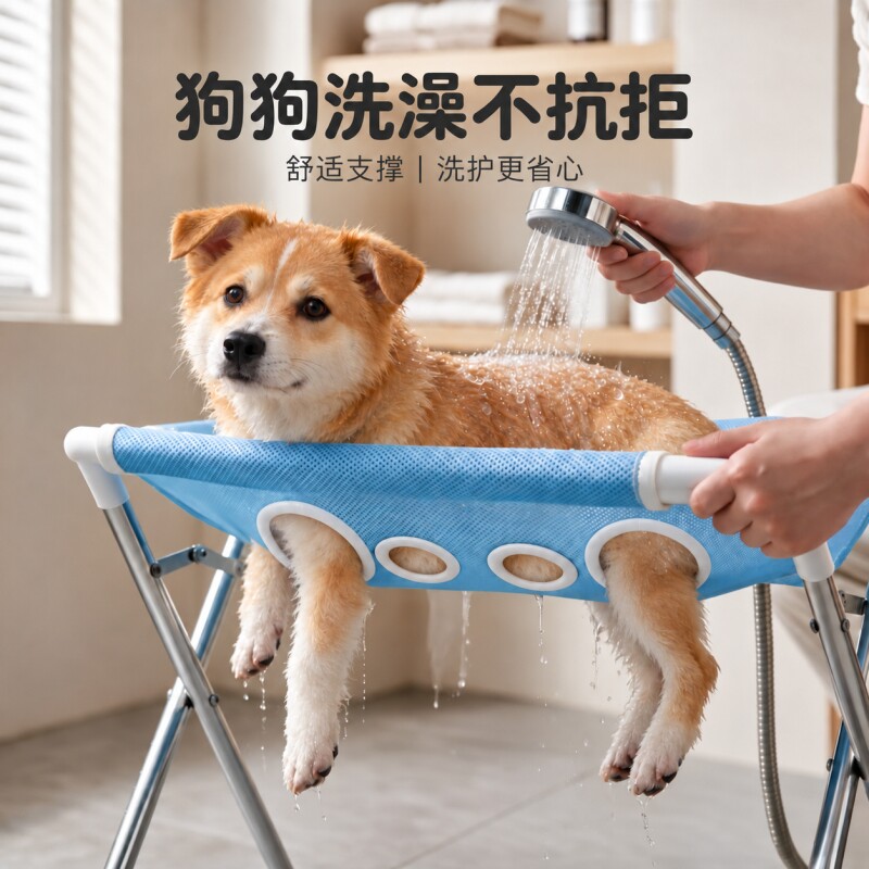 不锈钢宠物洗澡支架防抓防滑防乱动洗澡美容台可折叠猫狗洗澡吊床