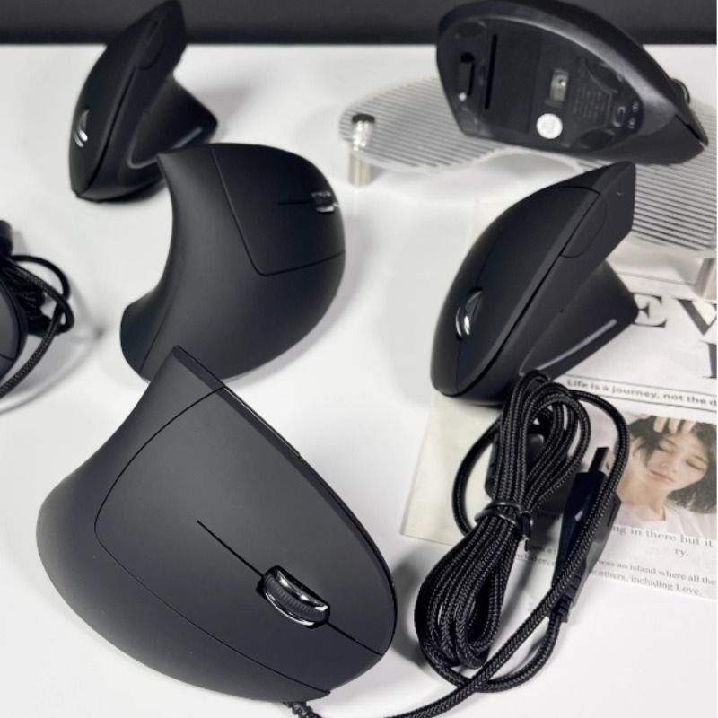 人体工学无线有线鼠标电脑垂直侧握立式可充电笔记本台式电脑鼠标