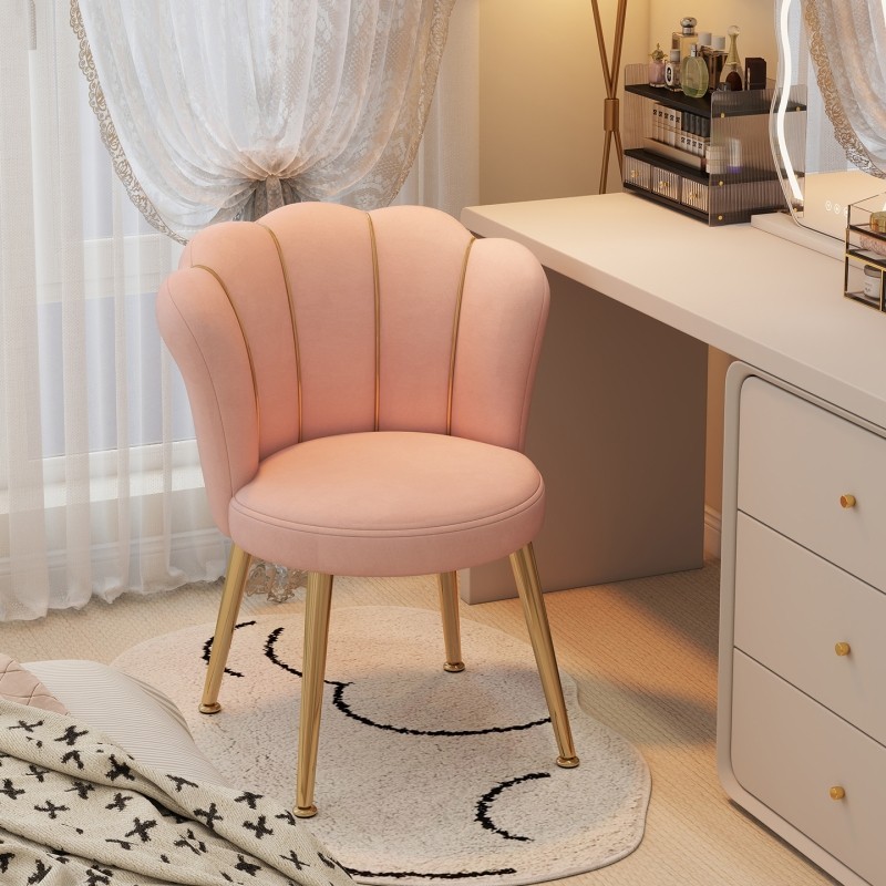 化妆椅家用女生卧室梳妆台专用靠背椅新款轻奢高级感花瓣椅梳妆凳