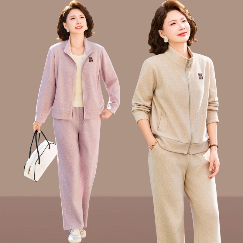 时尚套装中年女春季新款40岁妈妈春装套装休闲两件式洋派上衣春秋