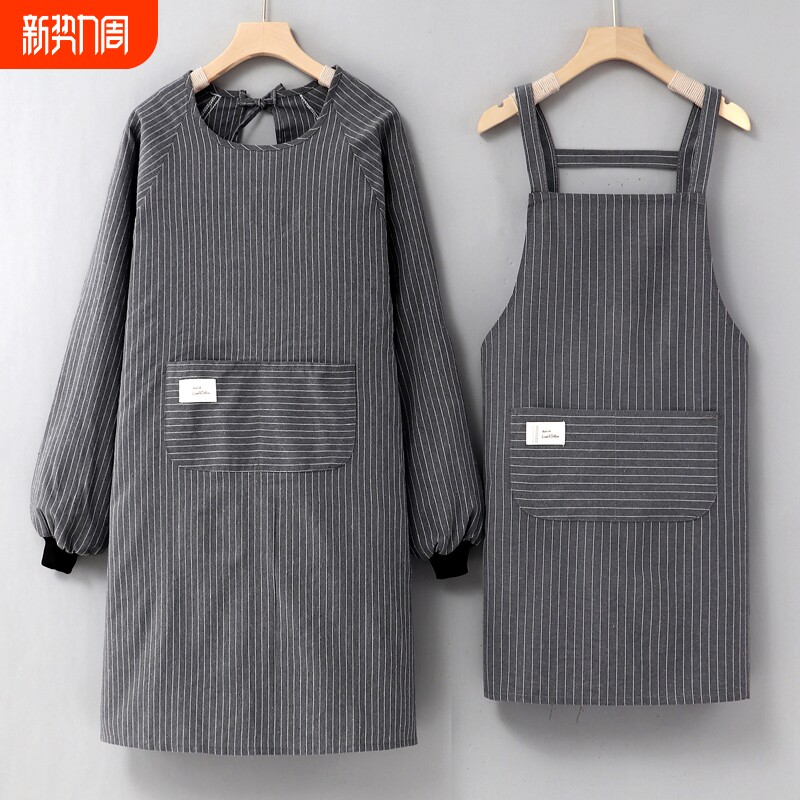 韩版长袖围裙纯棉女家用厨房2025新款洋气罩衣工作服围腰家务加长